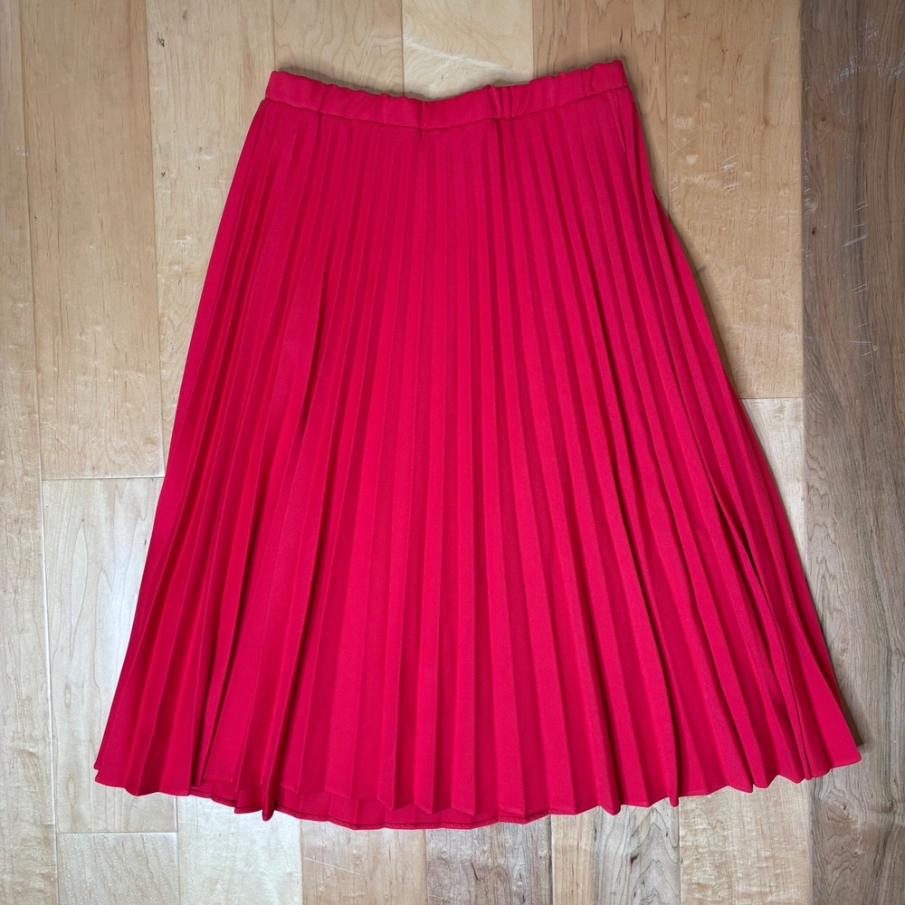 Vintage Pleated Skirt Red Women 8 (Tag 15/16) Accordion Pleat Midi Made in USA